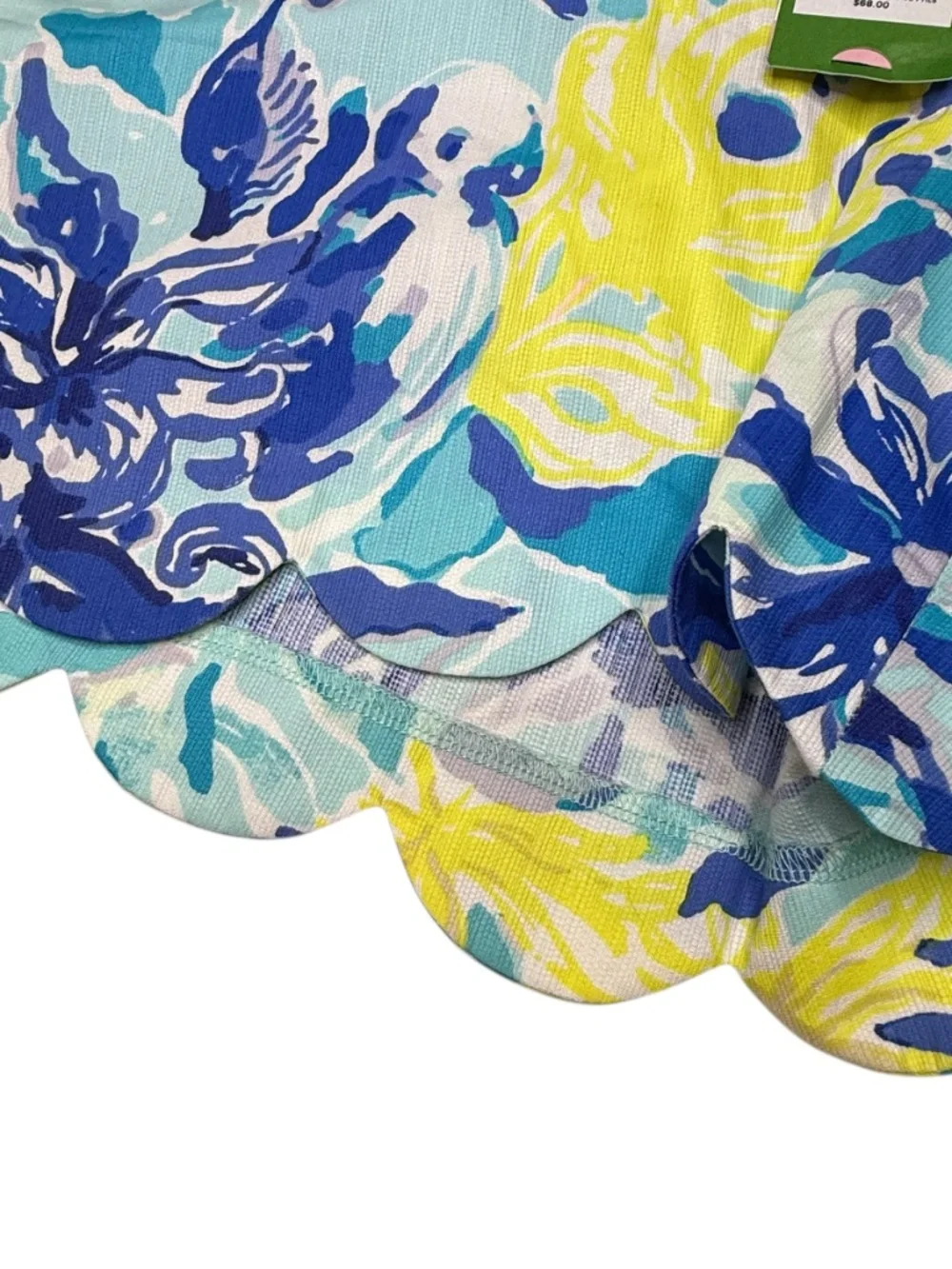 Lilly Pulitzer Magnolia Blue, Aqua & Yellow Floral Scalloped Shorts Sz. 16